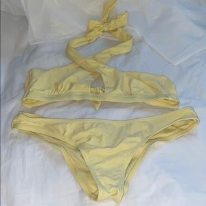 Pale Yellow Halter Bikini